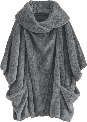 DIACACY Women's Fleece Plush Cloak Batwing Sleeve Casual Coats Fuzzy Sherpa Jacket Coats Irregular Outerwear Jacket