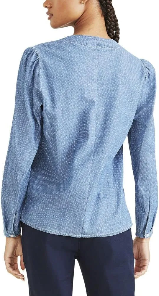 Dockers Women's Classic Fit Long Sleeve V-neck Shirt