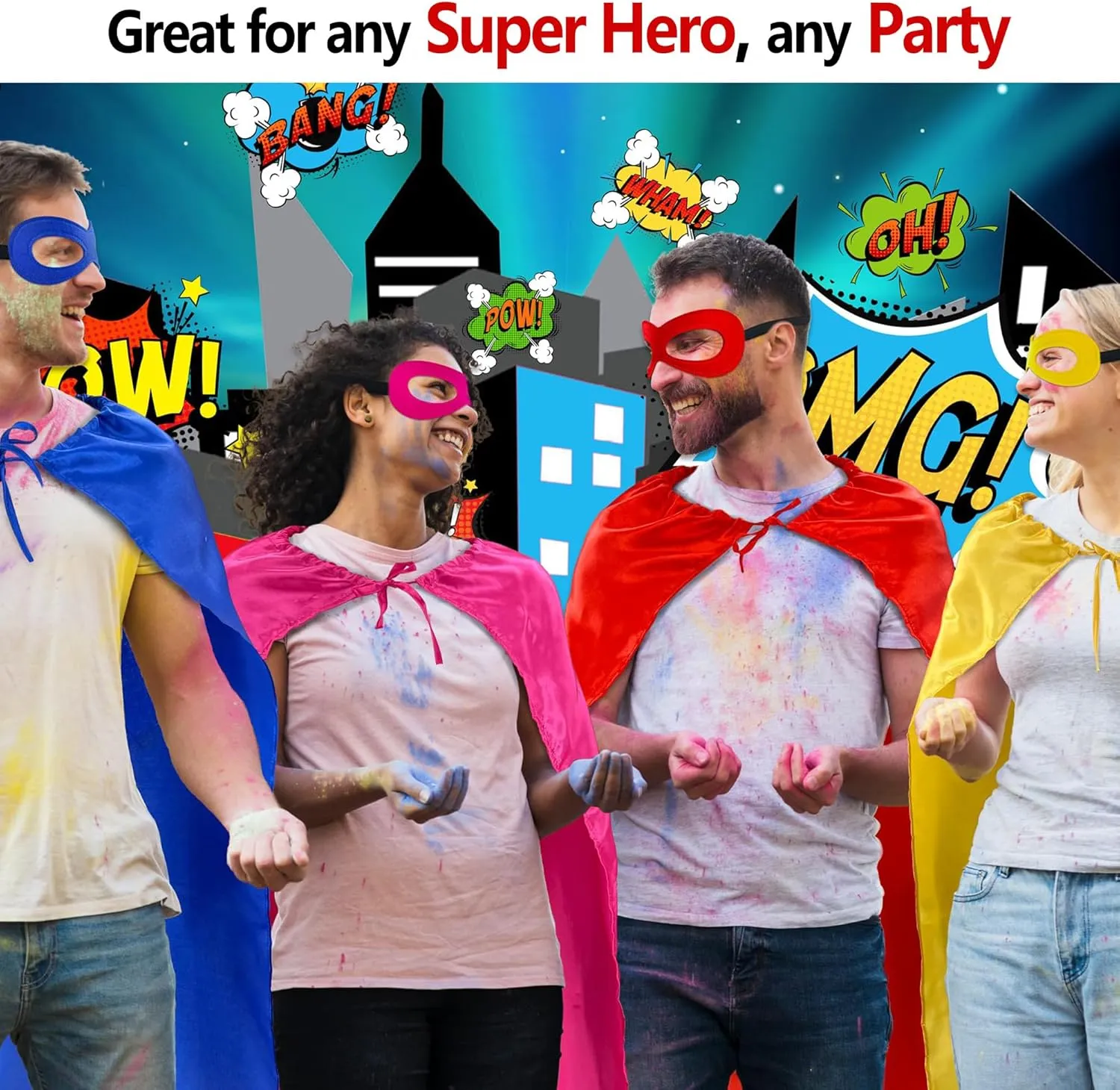 D.Q.Z Bulk Superhero-Capes and Masks for Adults Super Hero Group Costume Dress Up Team Building Halloween Party,10 Pack