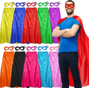 D.Q.Z Bulk Superhero-Capes and Masks for Adults Super Hero Group Costume Dress Up Team Building Halloween Party,10 Pack