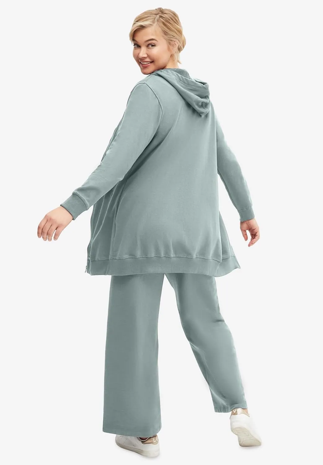 ellos Plus Size Wide Leg French Terry Sweatpant
