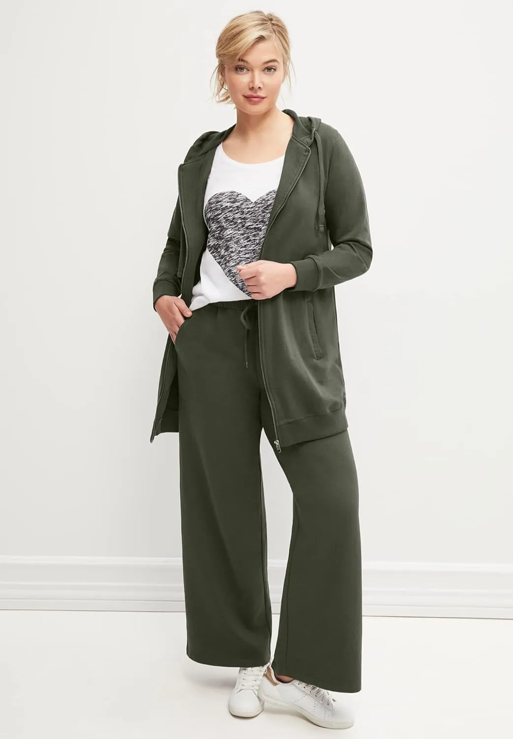 ellos Plus Size Wide Leg French Terry Sweatpant