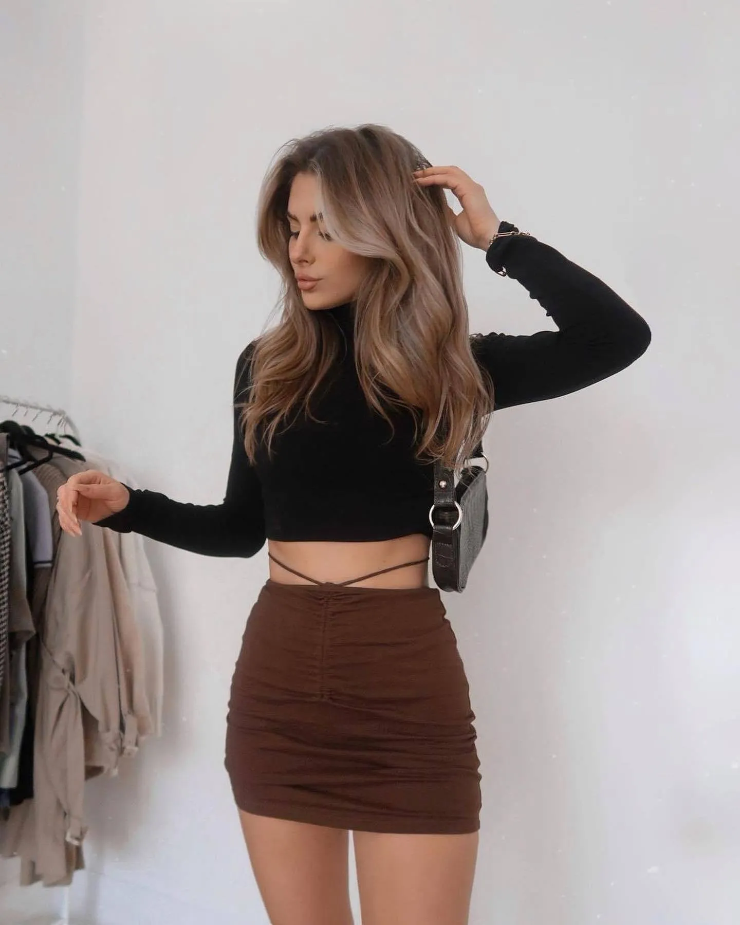 Europe Women High Waist Drawstring Lace Hip Flattering Slim Look Mid-Length Skirt