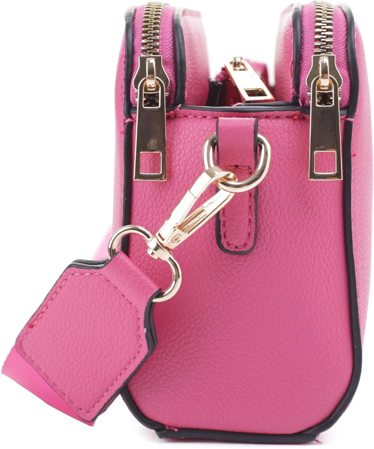 EVVE Crossbody Bags for Women Trendy Triple Zip Small Crossbody Camera Bag Purse with Wide Guitar Strap