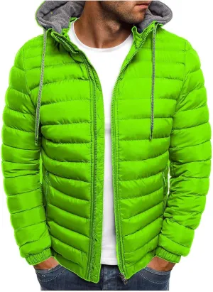 evzosrz Mens Zipper Jacket Warm Thick Leisure Cotton-padded Sweatshirt Long Sleeve Autumn Winter Hooded Coat with Pocket