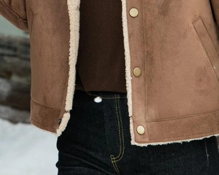 Family Matching Faux Shearling Jackets  Warm Winter Suede Coats