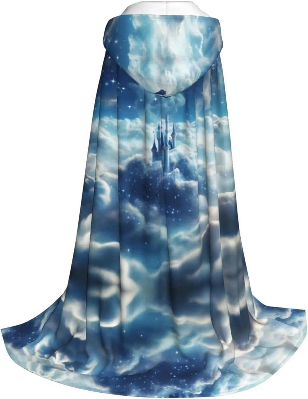 fantasy background print Hooded Maxi Cloak Coat Winter Warm Long Cloak Cosplay Costumes Outerwear