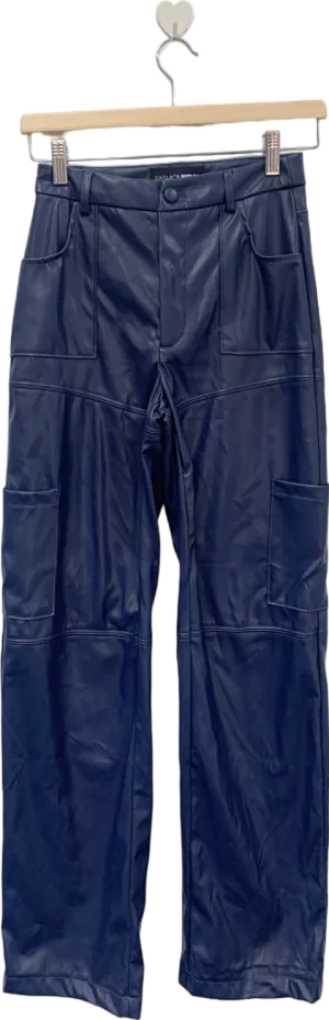 Fashion Nova Navy Faux Leather Cargo Pants XS