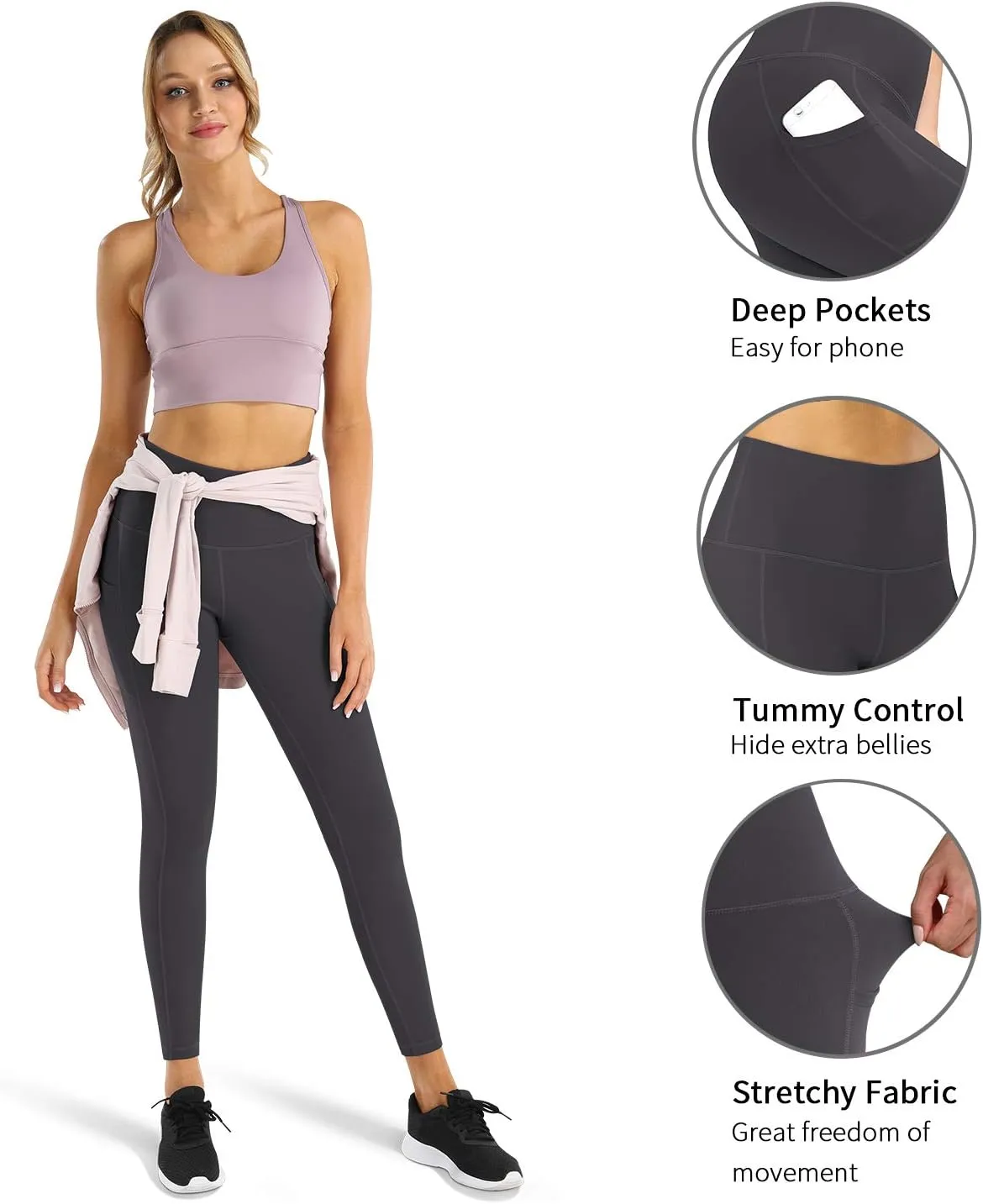 Fengbay 3 Pack High Waist Yoga Pants,Yoga Pants for Women Tummy Control Workout Pants 4 Way Stretch Leggings with Pockets