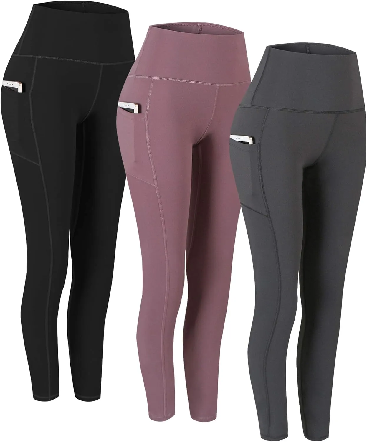 Fengbay 3 Pack High Waist Yoga Pants,Yoga Pants for Women Tummy Control Workout Pants 4 Way Stretch Leggings with Pockets