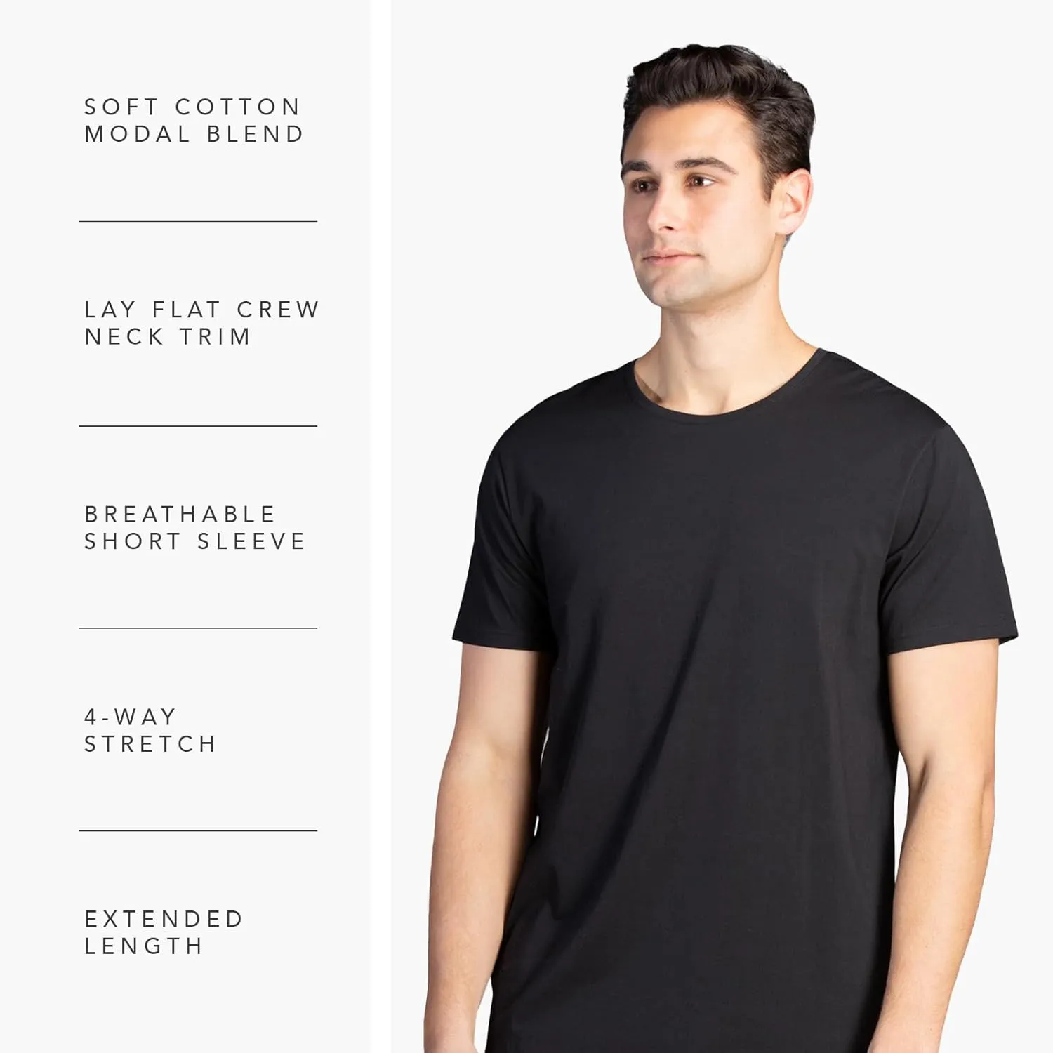Fishers Finery Men's Classic Crew Neck Comfort Soft Keep Tucked Undershirt - Breathable Cotton Modal Blend T-Shirt