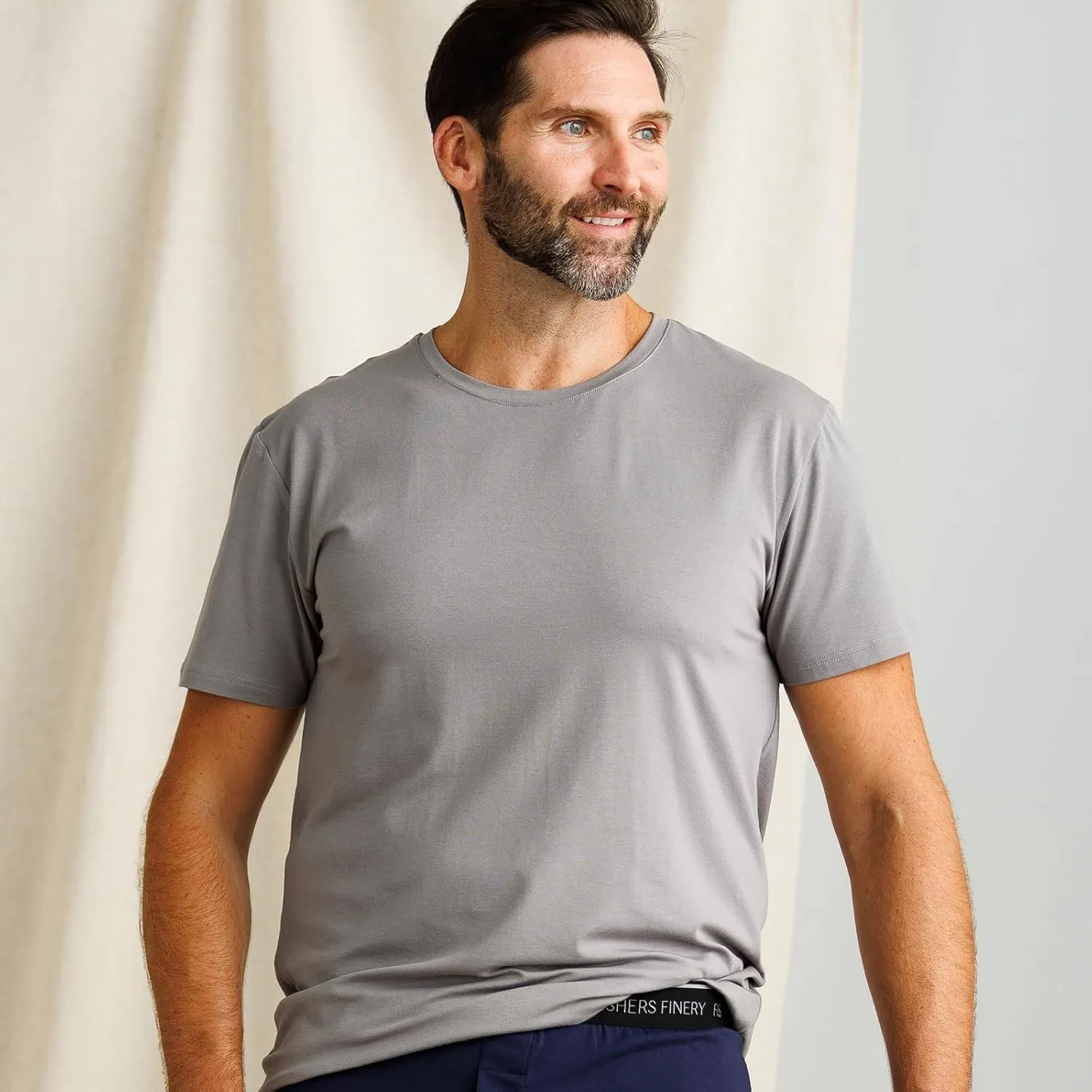 Fishers Finery Men's Classic Crew Neck Comfort Soft Keep Tucked Undershirt - Breathable Cotton Modal Blend T-Shirt