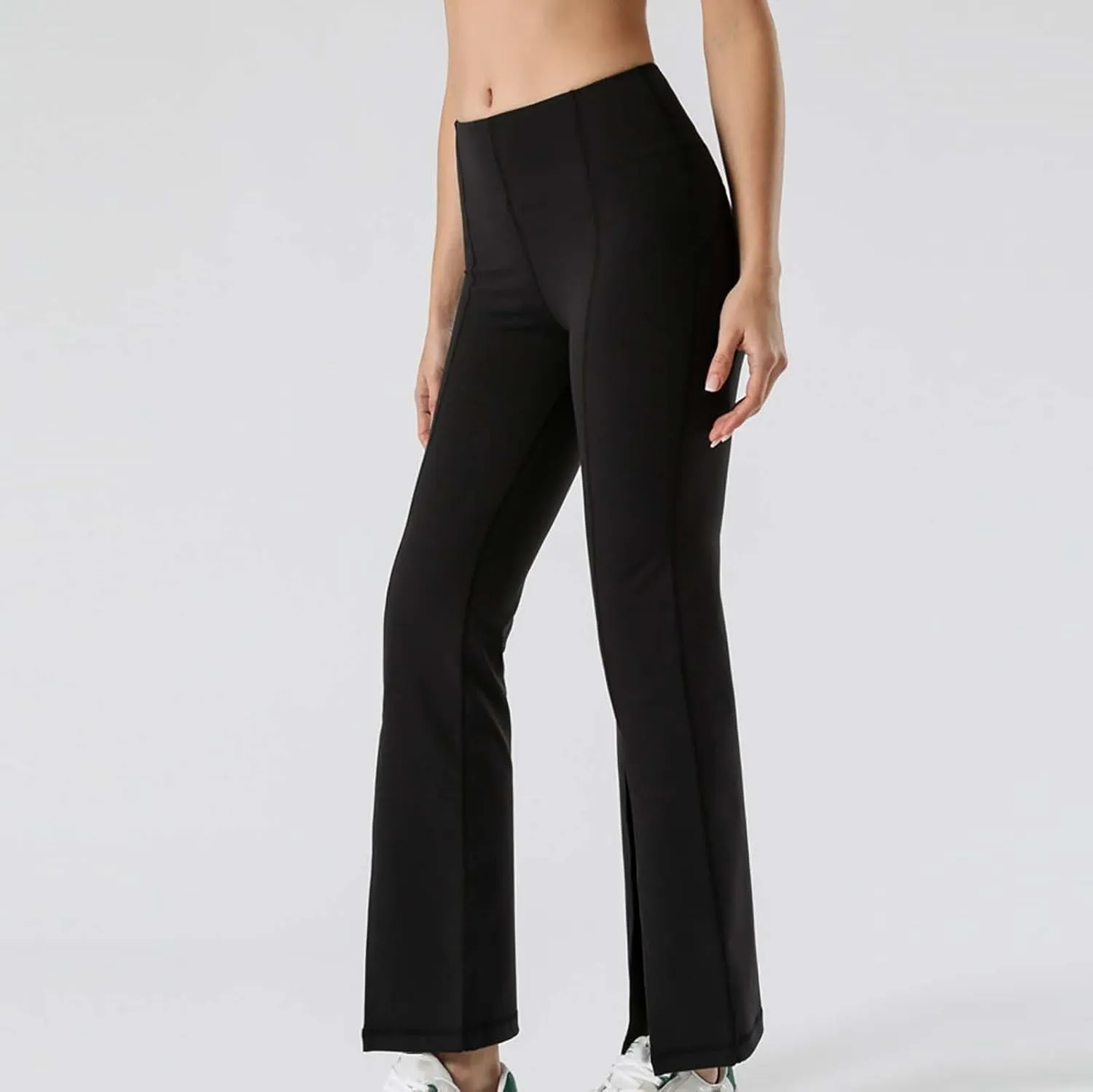 Flare Leggings for Women High Waist Butt Lift Yoga Pants Split Hem Fitness Tights Tummy Control Bell Bottom Trousers