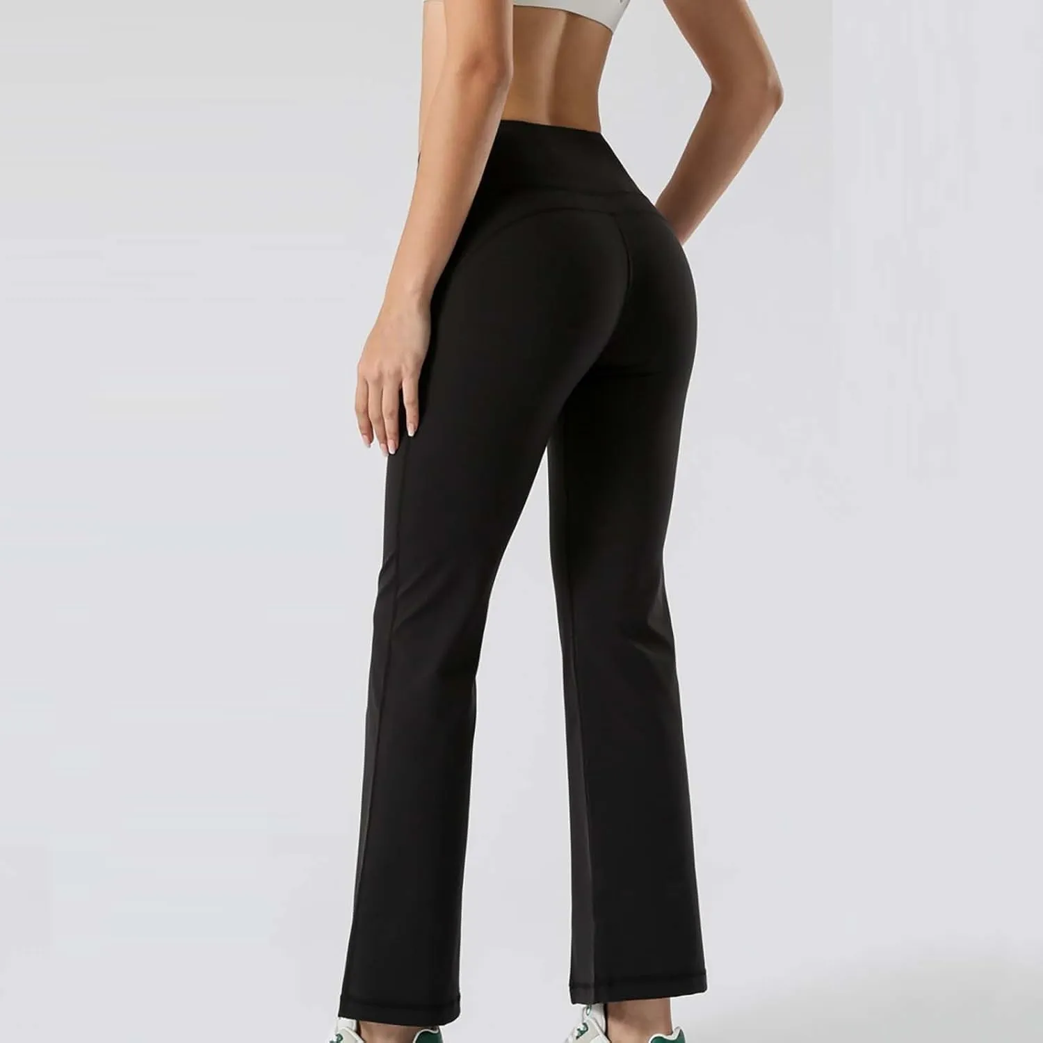 Flare Leggings for Women High Waist Butt Lift Yoga Pants Split Hem Fitness Tights Tummy Control Bell Bottom Trousers