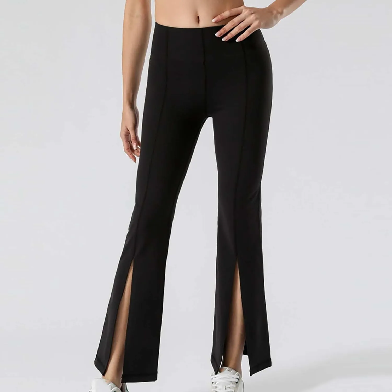 Flare Leggings for Women High Waist Butt Lift Yoga Pants Split Hem Fitness Tights Tummy Control Bell Bottom Trousers