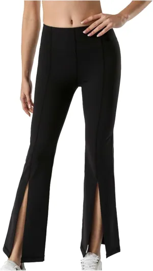 Flare Leggings for Women High Waist Butt Lift Yoga Pants Split Hem Fitness Tights Tummy Control Bell Bottom Trousers