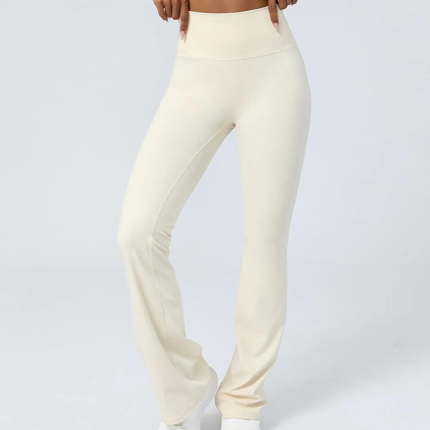 Flared Yoga Pants for Women Butt Lifting Elastic High Waisted Leggings Solid Color Side Split Sports Trousers