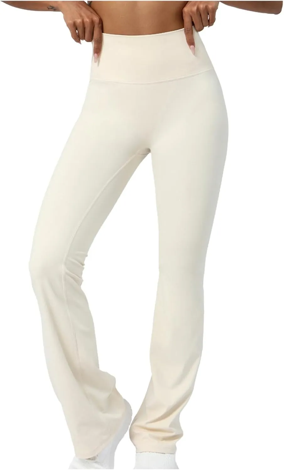Flared Yoga Pants for Women Butt Lifting Elastic High Waisted Leggings Solid Color Side Split Sports Trousers