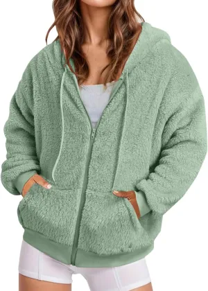 Fleece Jacket Women Long Sleeve Thin Fashion Ladies Pullover Sweater Oversized Fluffy Outerwear Sherpa Jacket