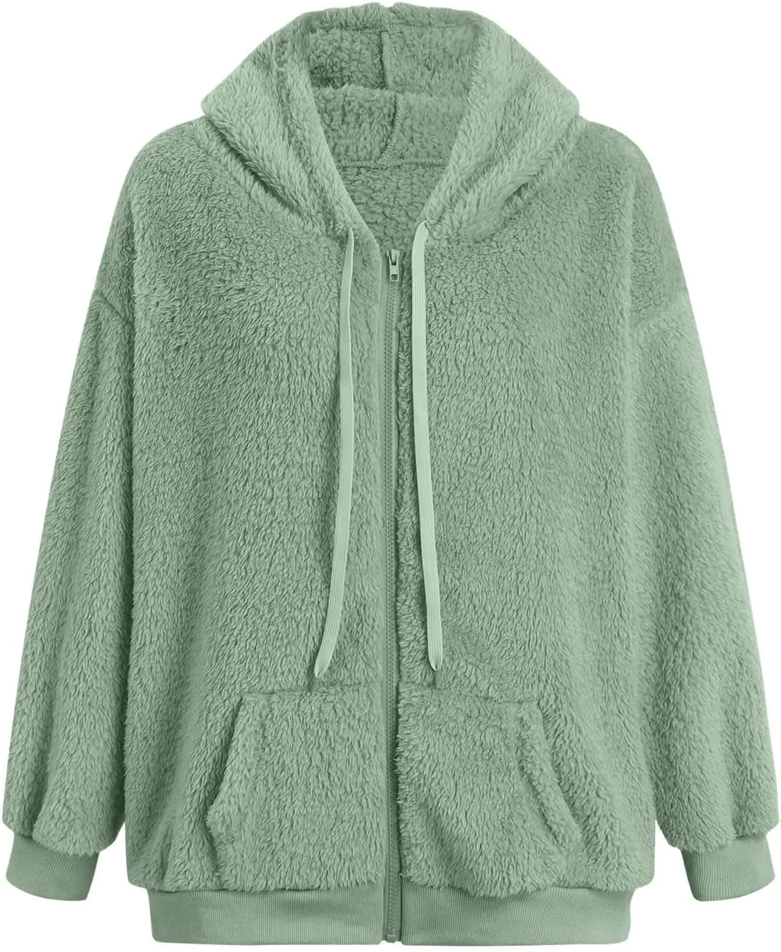 Fleece Jacket Women Long Sleeve Thin Fashion Ladies Pullover Sweater Oversized Fluffy Outerwear Sherpa Jacket