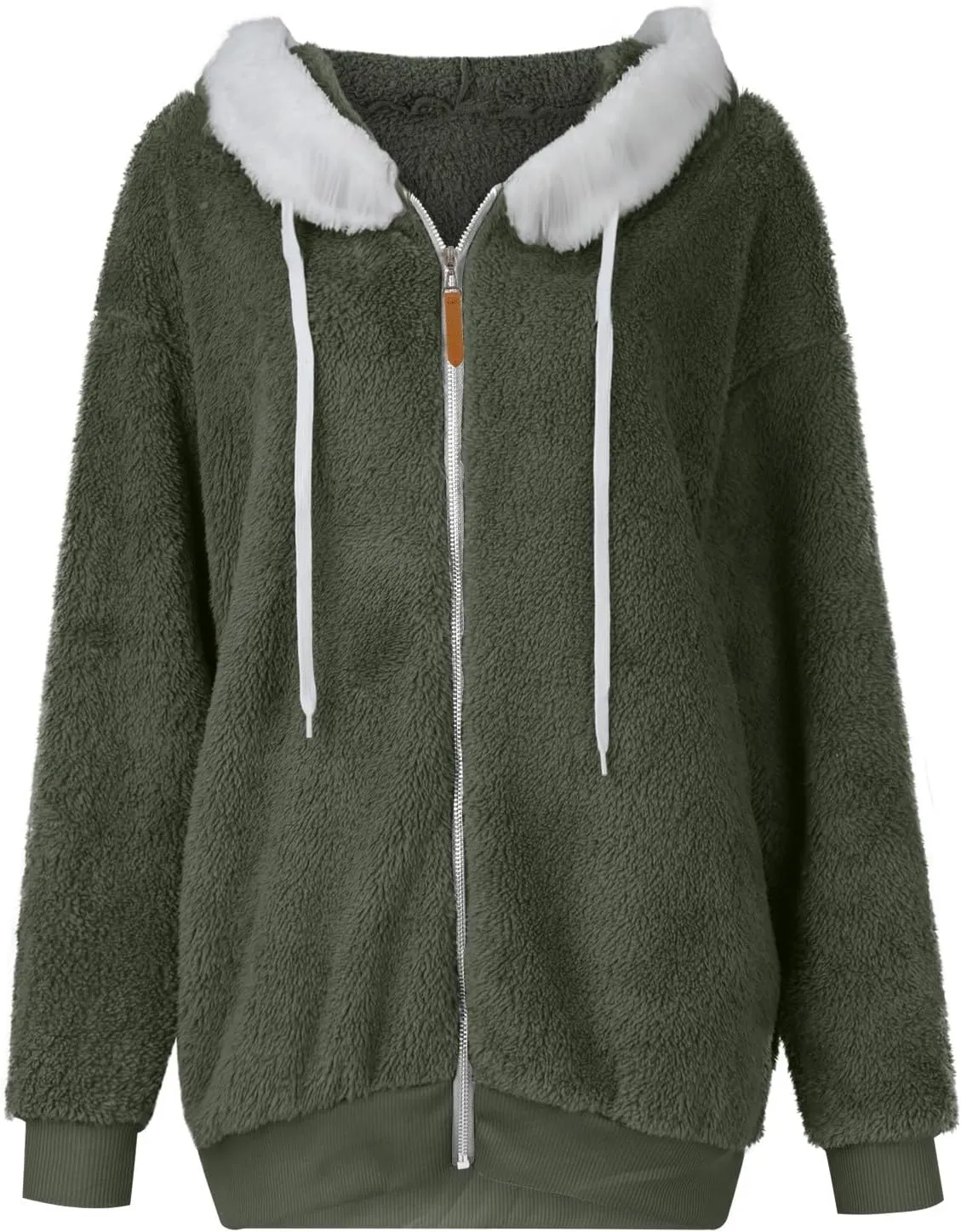 Fleece Jacket Women Sherpa Jacket Zip Up Hooded Oversized Coats Warm Winter Coats for Women 2024 with Pockets