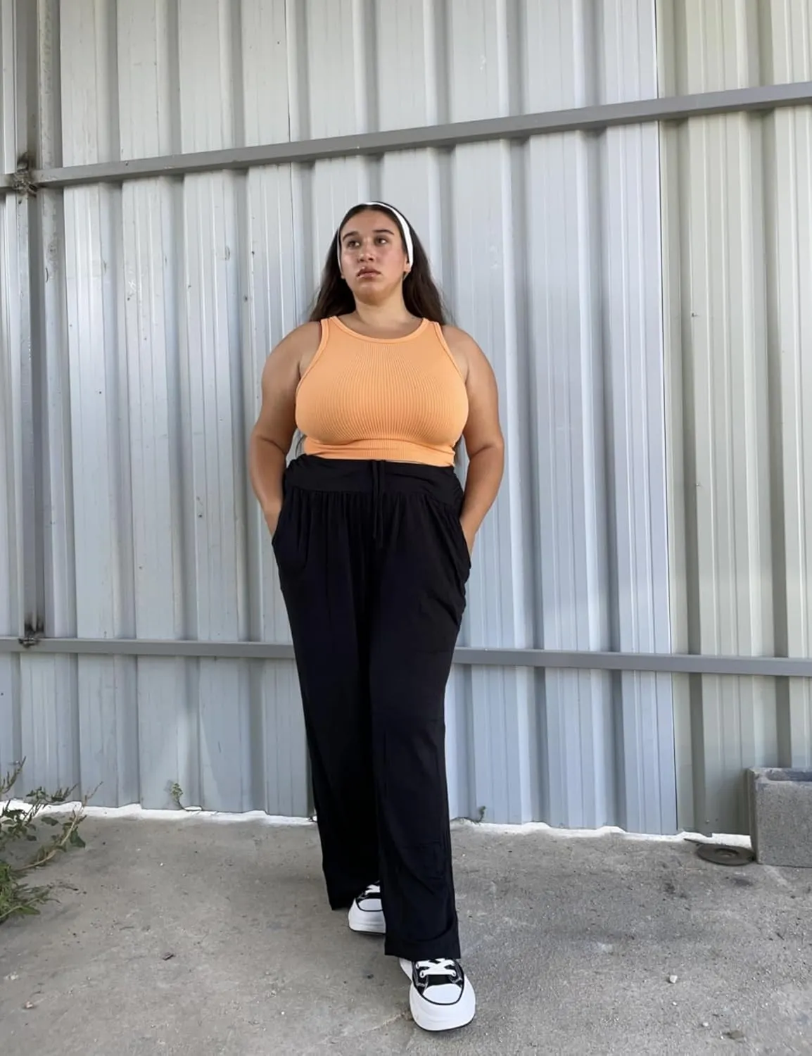 FOREYOND Plus Size Wide Leg Pants for Women Comfy Casual Lounge Yoga Pants High Waist Pajama Pants with Pockets XL-5XL