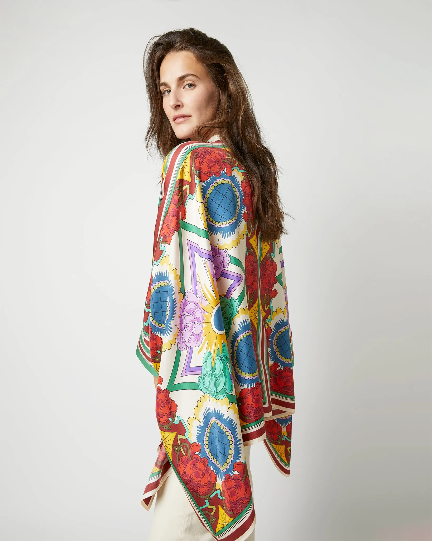 Foulard Shirt in Taormina Placée Ivory Twill Silk