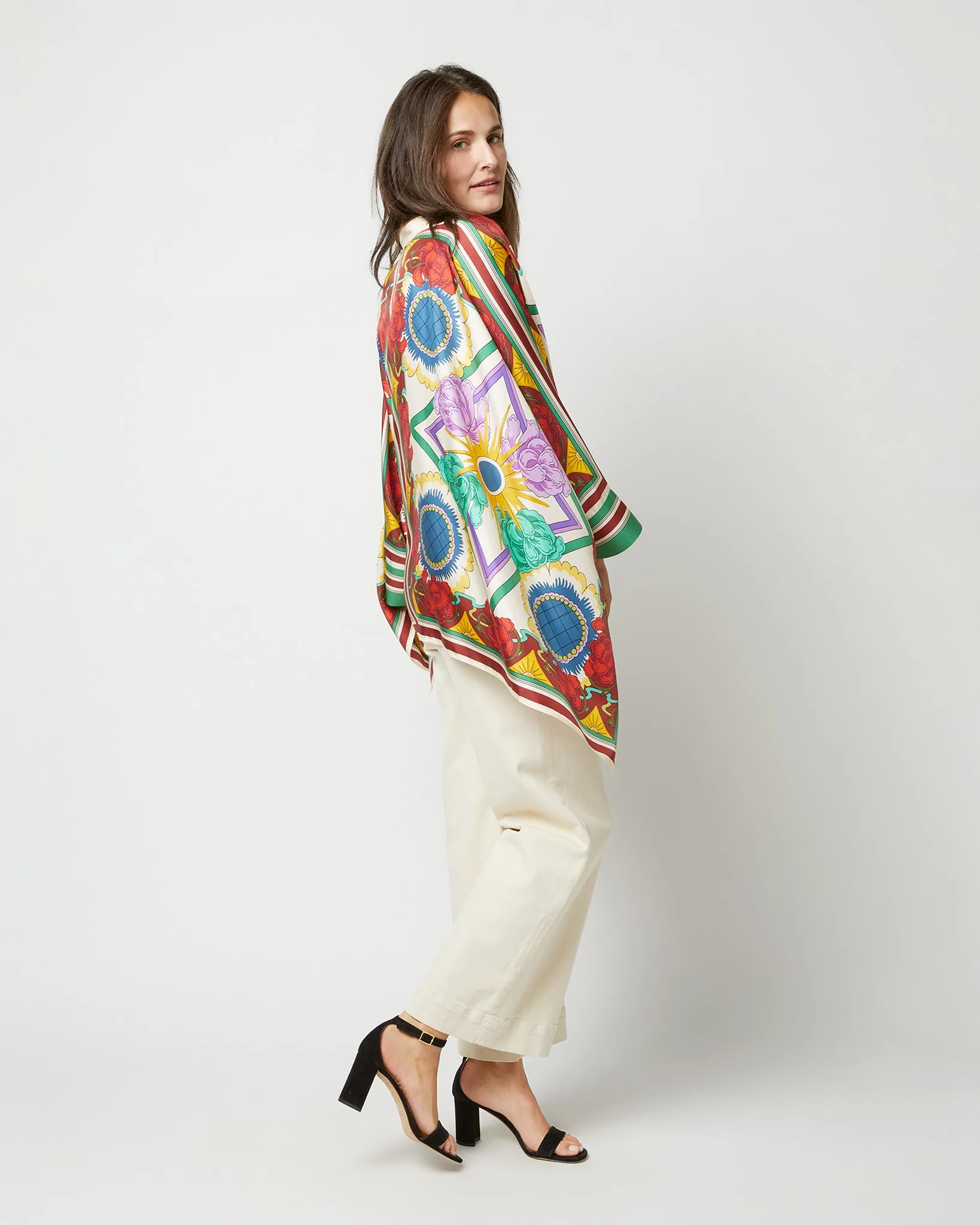 Foulard Shirt in Taormina Placée Ivory Twill Silk