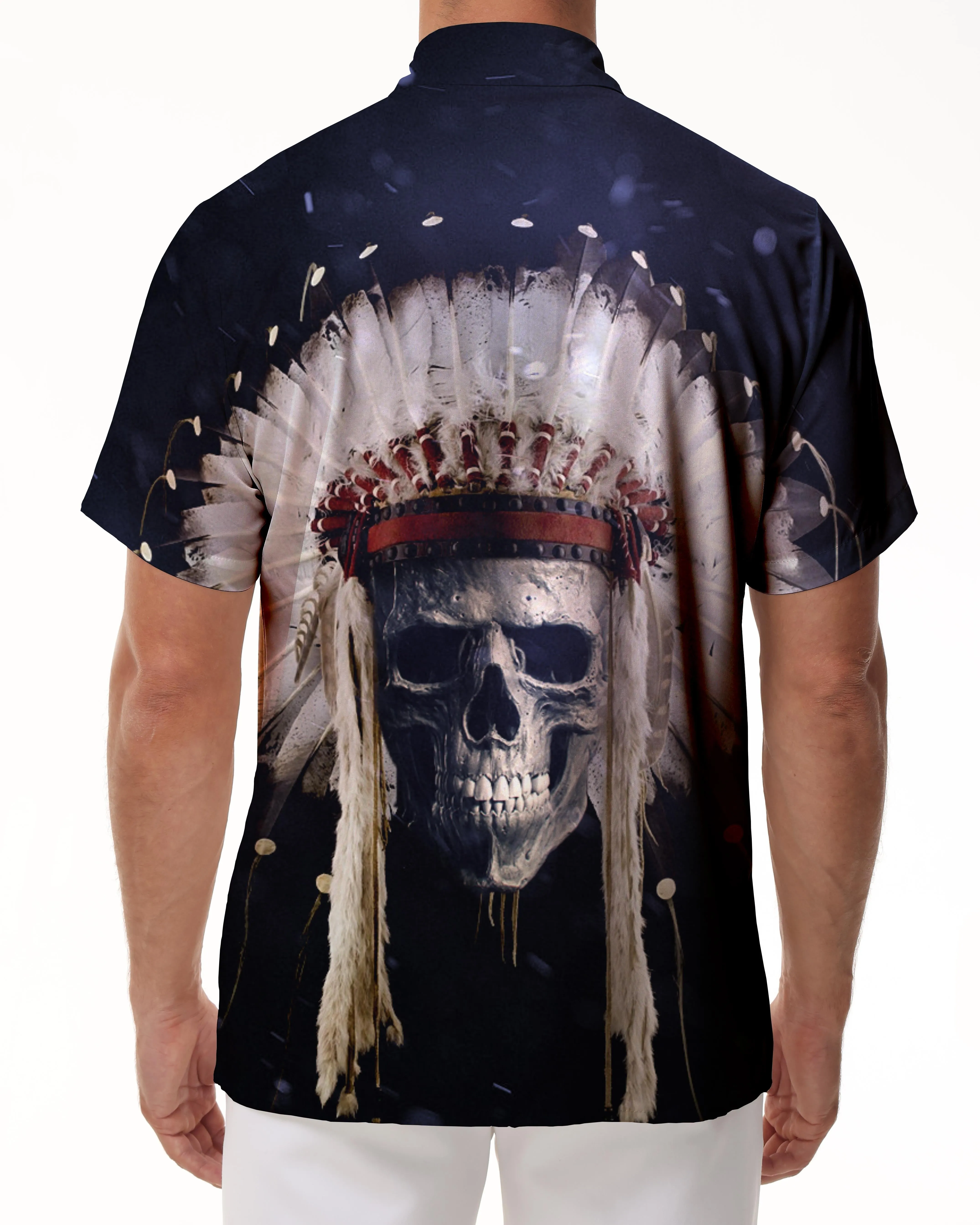 Fun New Casual Hawaiian Button Men's Shirt Short Sleeve Clothing Print Skull Black