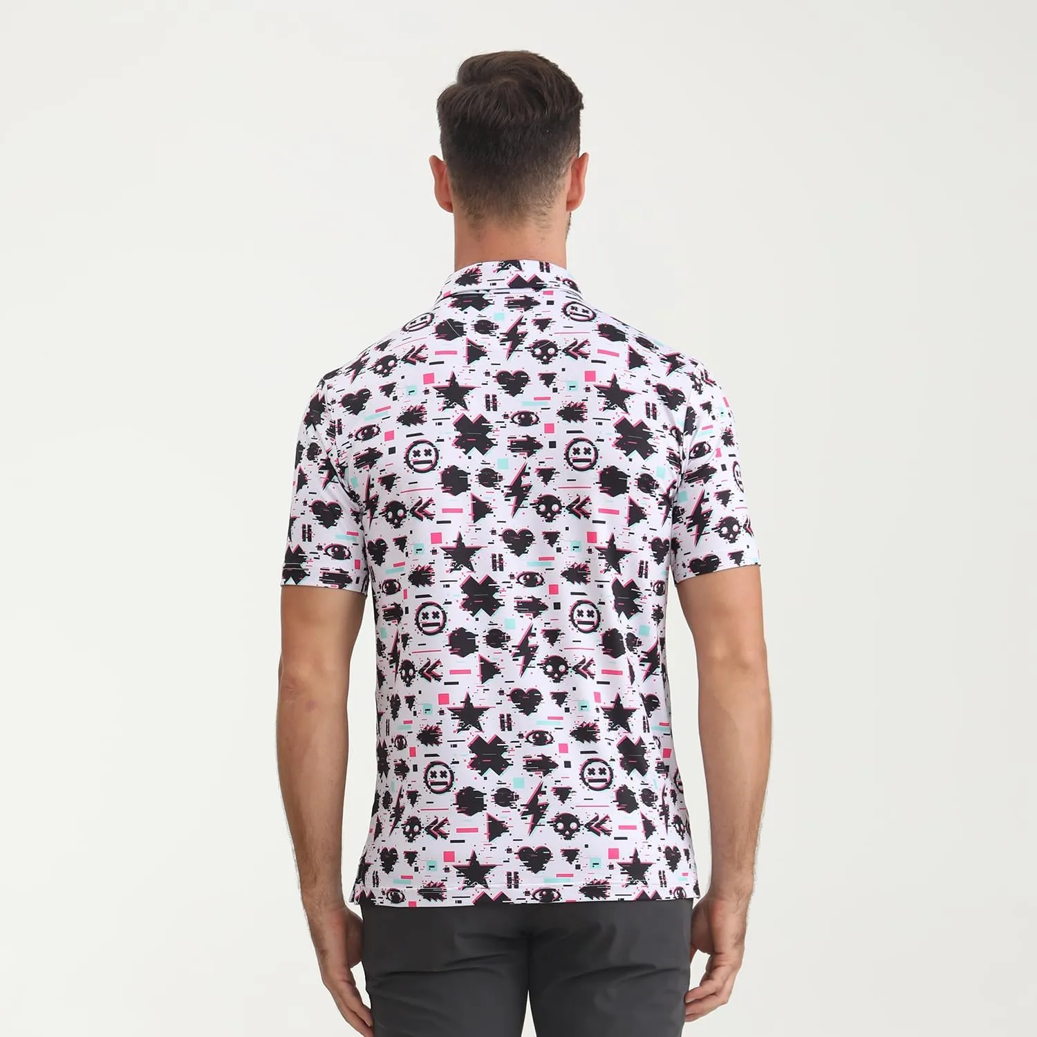 Funny Golf Polo Shirt Mens Dry Fit Print Moisture Wicking Athletic Soft Breathable Golf Polo T-Shirt