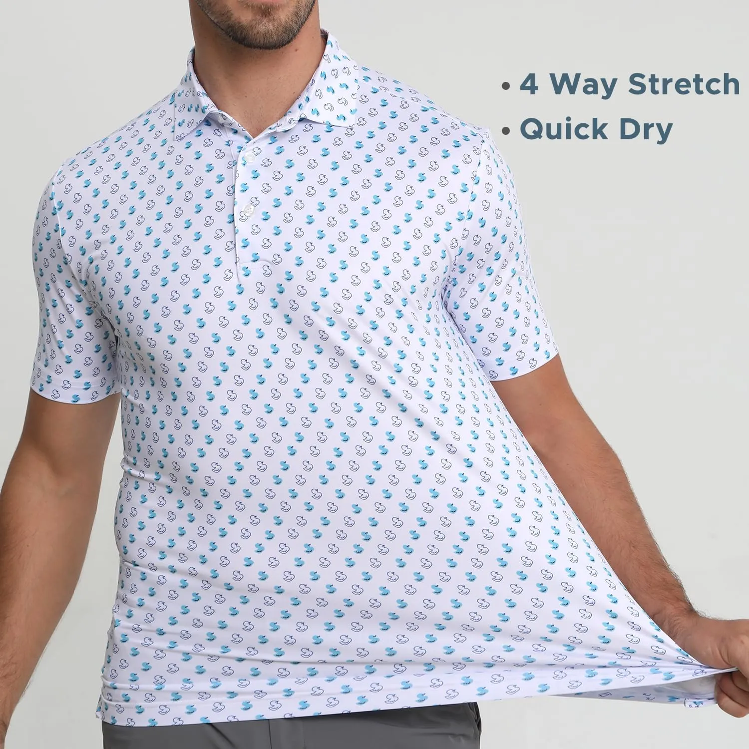 Funny Golf Polo Shirt Mens Dry Fit Print Moisture Wicking Athletic Soft Breathable Golf Polo T-Shirt