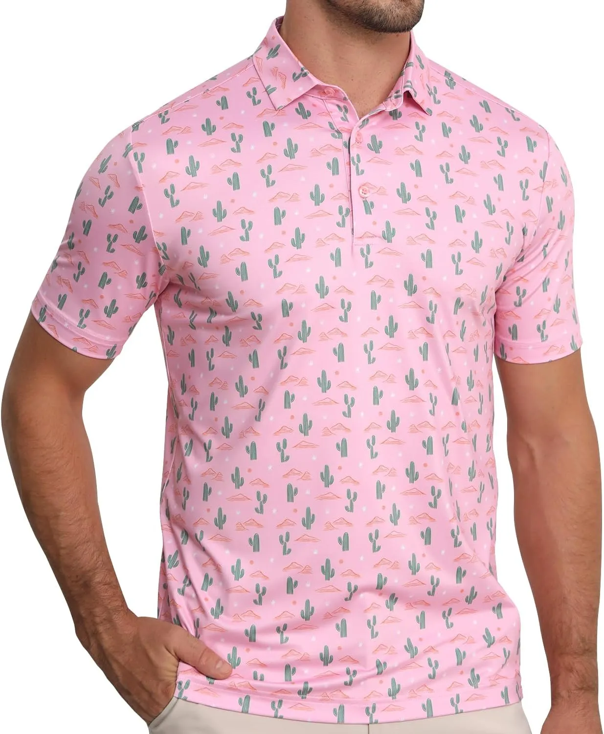 Funny Golf Polo Shirt Mens Dry Fit Print Moisture Wicking Athletic Soft Breathable Golf Polo T-Shirt