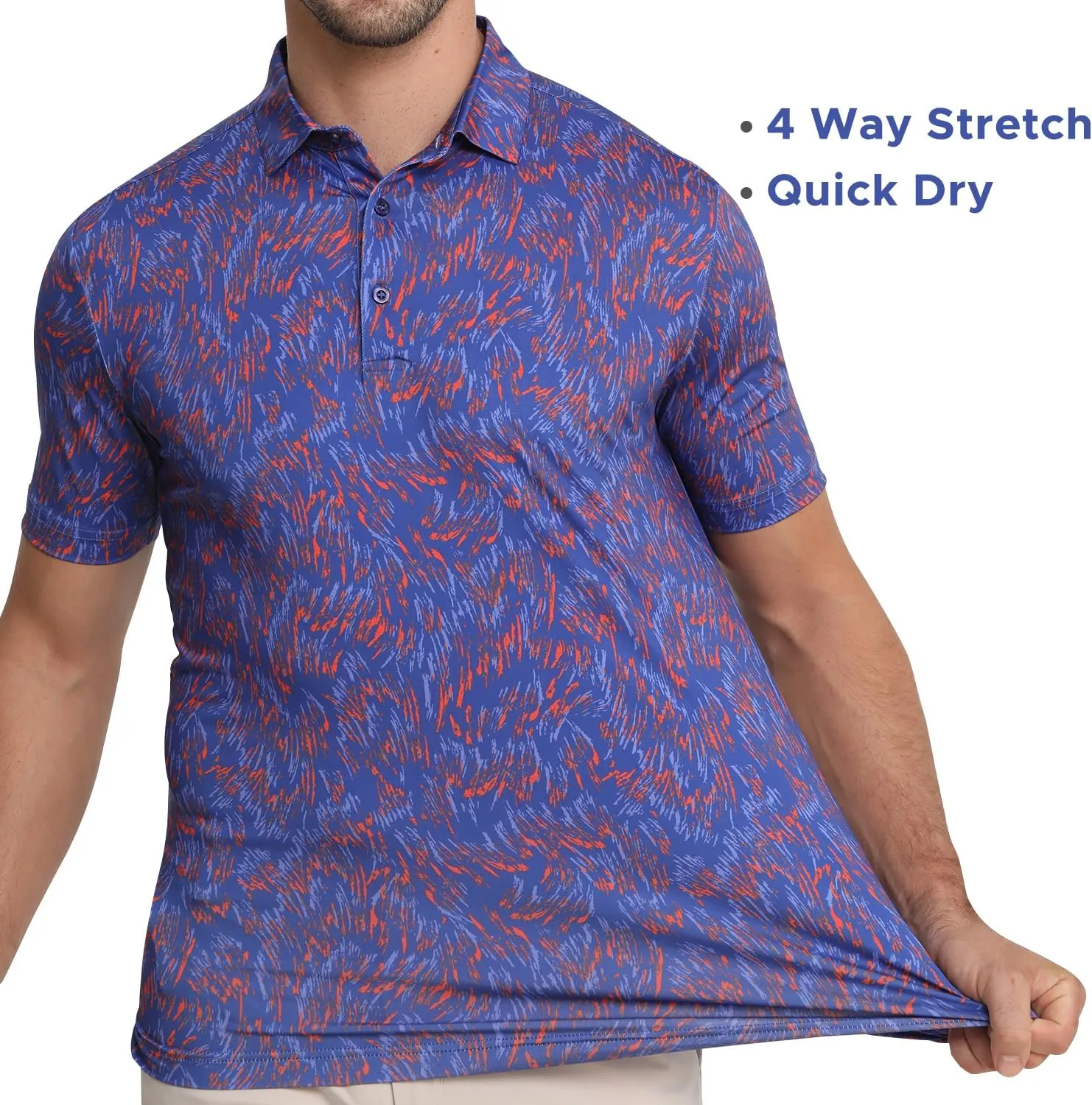 Funny Golf Polo Shirt Mens Dry Fit Print Moisture Wicking Athletic Soft Breathable Golf Polo T-Shirt