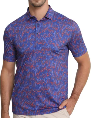 Funny Golf Polo Shirt Mens Dry Fit Print Moisture Wicking Athletic Soft Breathable Golf Polo T-Shirt