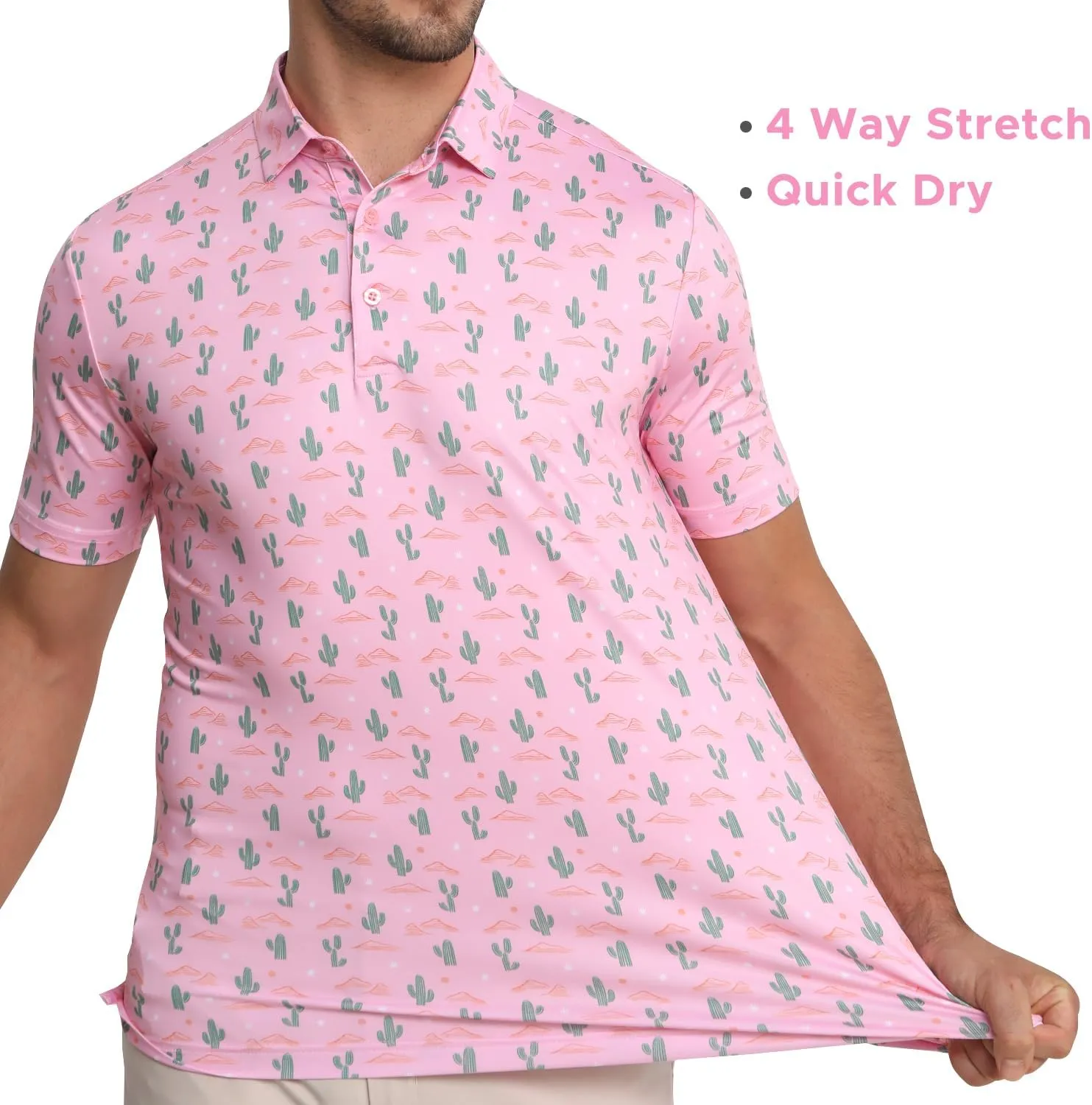 Funny Golf Polo Shirt Mens Dry Fit Print Moisture Wicking Athletic Soft Breathable Golf Polo T-Shirt