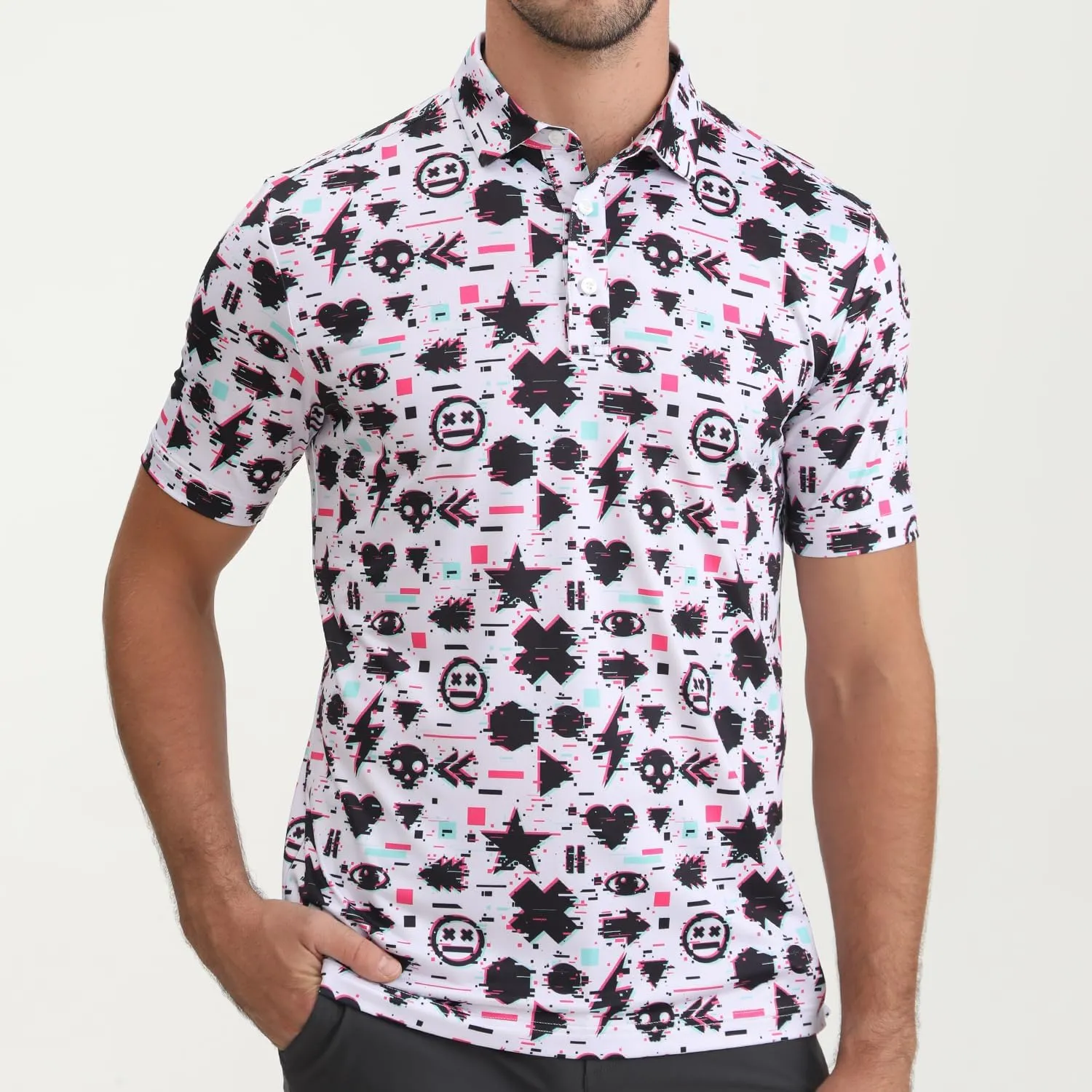 Funny Golf Polo Shirt Mens Dry Fit Print Moisture Wicking Athletic Soft Breathable Golf Polo T-Shirt