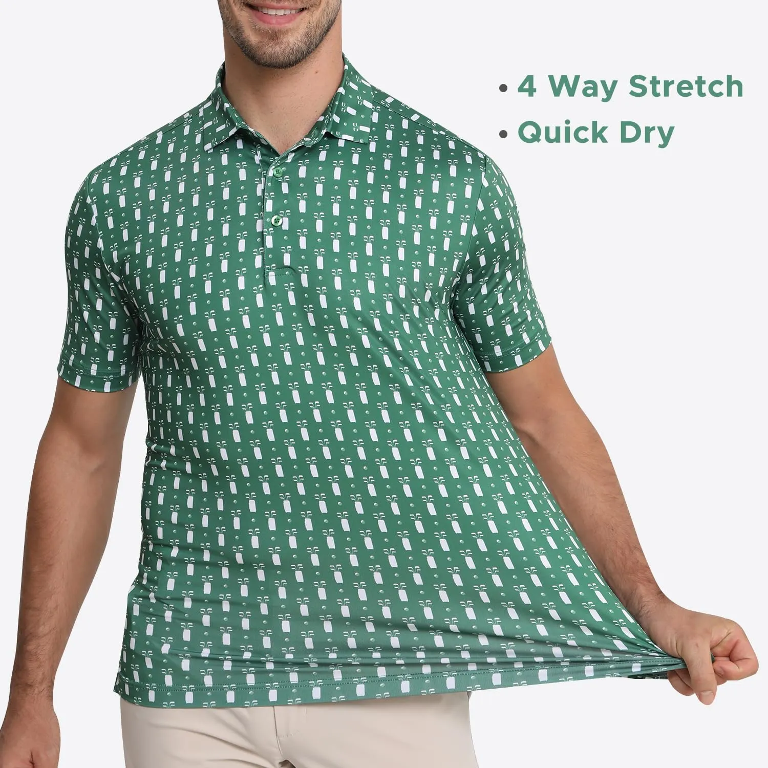 Funny Golf Polo Shirt Mens Dry Fit Print Moisture Wicking Athletic Soft Breathable Golf Polo T-Shirt