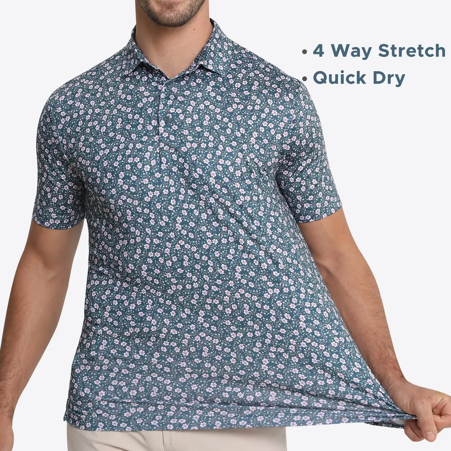 Funny Golf Polo Shirt Mens Dry Fit Print Moisture Wicking Athletic Soft Breathable Golf Polo T-Shirt