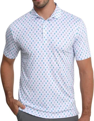 Funny Golf Polo Shirt Mens Dry Fit Print Moisture Wicking Athletic Soft Breathable Golf Polo T-Shirt