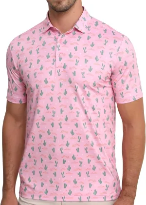 Funny Golf Polo Shirt Mens Dry Fit Print Moisture Wicking Athletic Soft Breathable Golf Polo T-Shirt