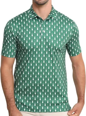 Funny Golf Polo Shirt Mens Dry Fit Print Moisture Wicking Athletic Soft Breathable Golf Polo T-Shirt