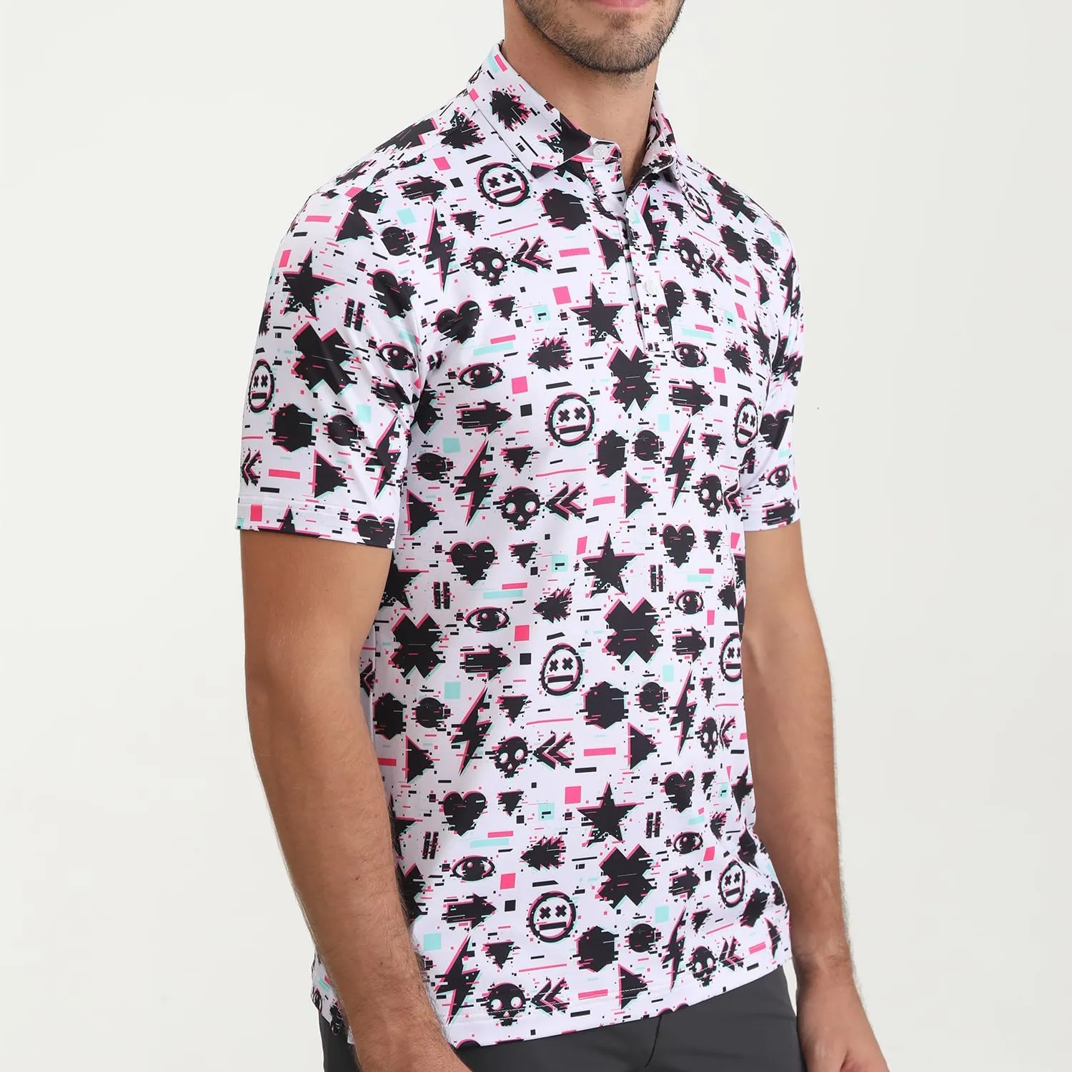 Funny Golf Polo Shirt Mens Dry Fit Print Moisture Wicking Athletic Soft Breathable Golf Polo T-Shirt