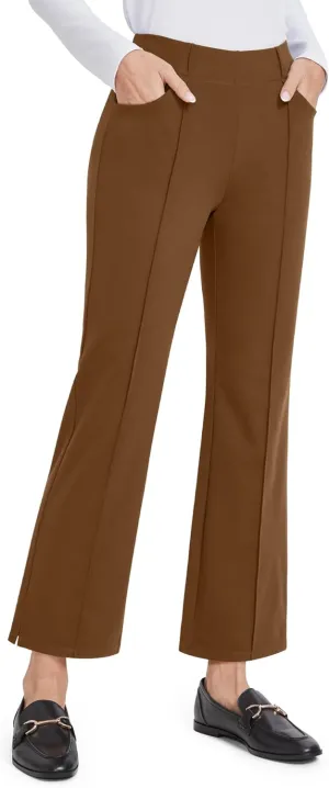 G4Free Yoga Dress Pants for Women Wide Leg Ankle Pants with Pockets Strechy Casual Loose Flare Work Pants 25"/27"/29"