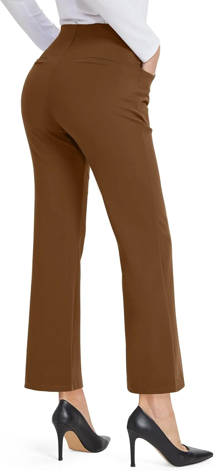 G4Free Yoga Dress Pants for Women Wide Leg Ankle Pants with Pockets Strechy Casual Loose Flare Work Pants 25"/27"/29"