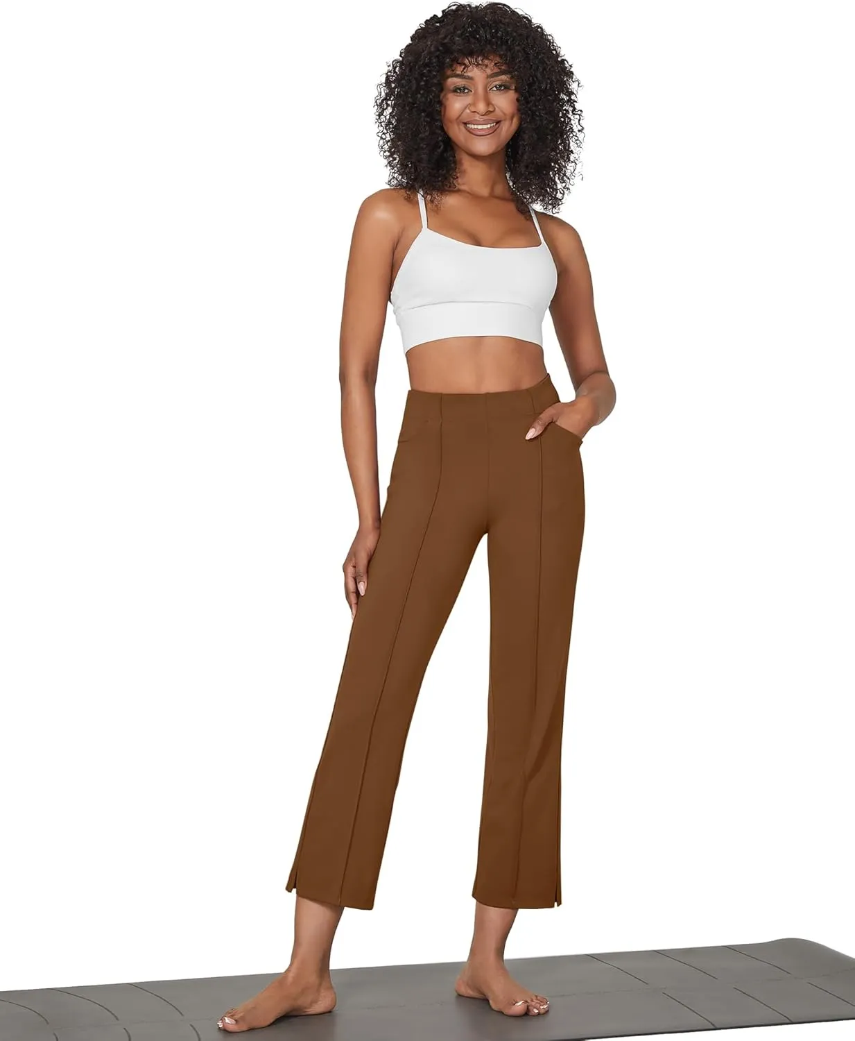 G4Free Yoga Dress Pants for Women Wide Leg Ankle Pants with Pockets Strechy Casual Loose Flare Work Pants 25"/27"/29"