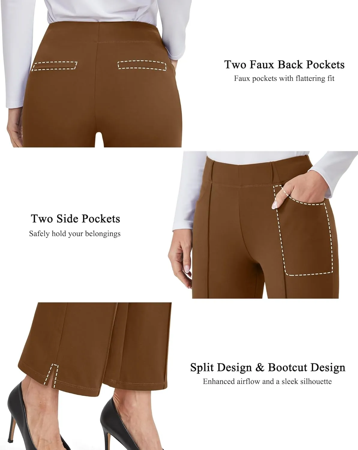 G4Free Yoga Dress Pants for Women Wide Leg Ankle Pants with Pockets Strechy Casual Loose Flare Work Pants 25"/27"/29"