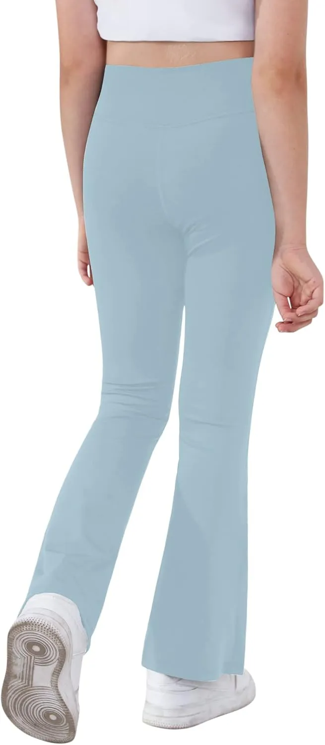 Girls Yoga Pants V Cross Waist Wide Leg Workout Flare Pants High Waist Bootcut Pants