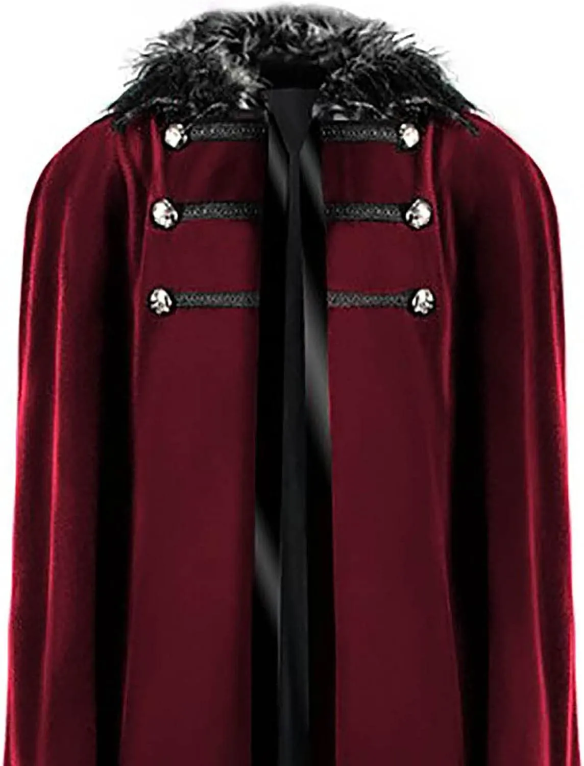 Gothic Long Cloak Men's Autumn and Winter Long Cloak Large Trench Coat Halloween Robe Costume Tunic Lapel Uniform