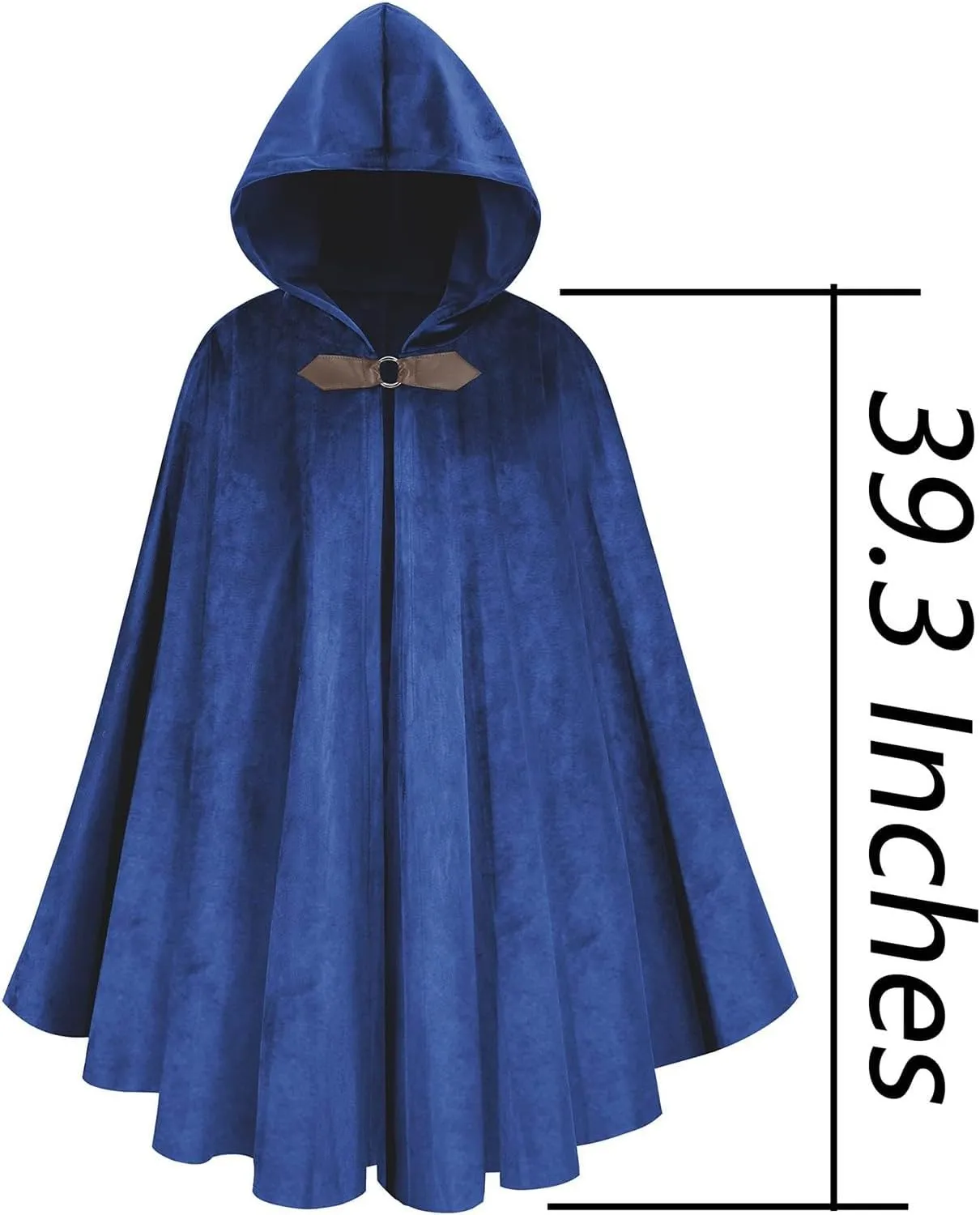 Gothic Medieval Deer Suede Hooded Cloak Cape - Renaissance Vintage Capelet for Halloween Sorcerer Costume