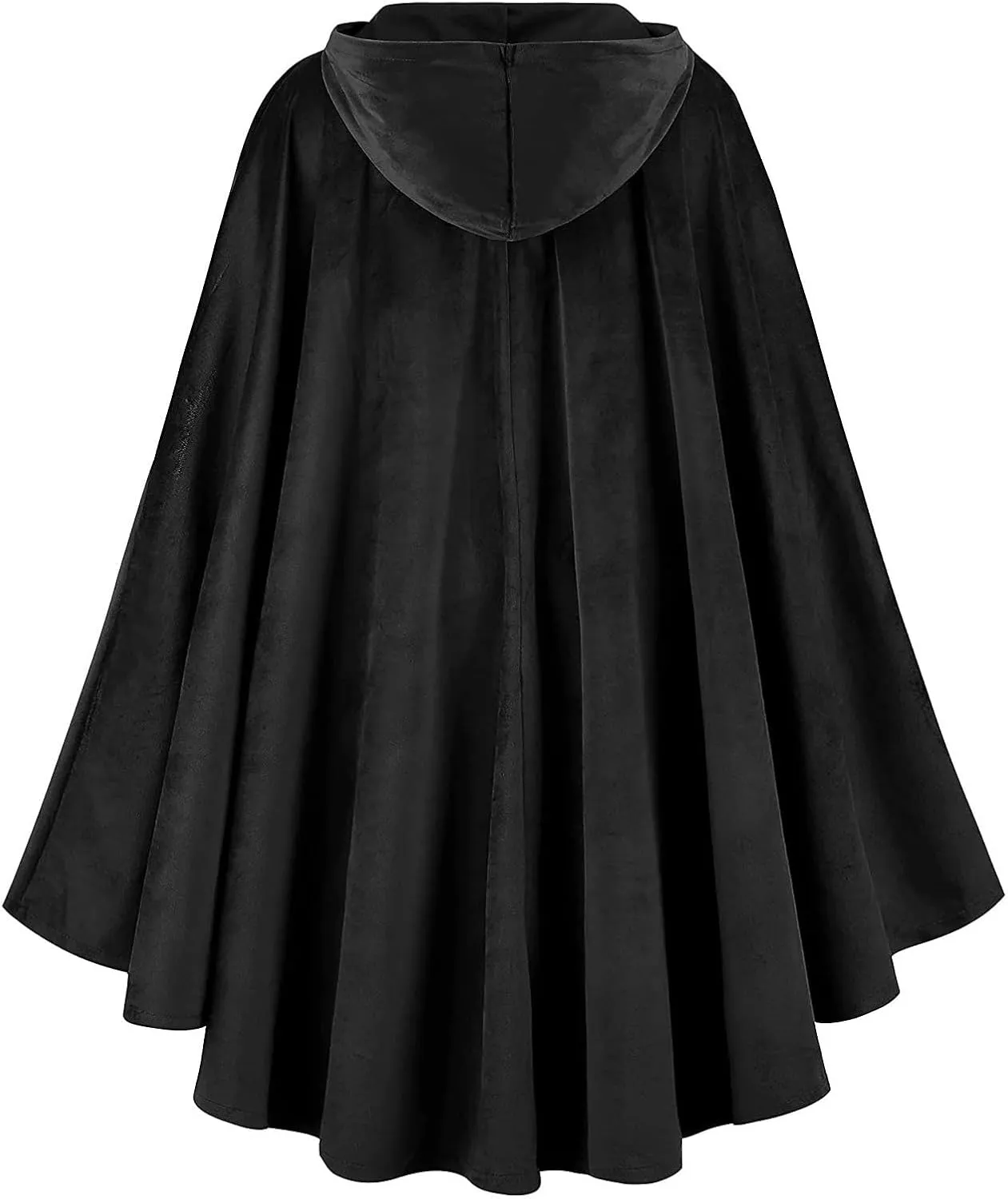Gothic Medieval Deer Suede Hooded Cloak Cape - Renaissance Vintage Capelet for Halloween Sorcerer Costume